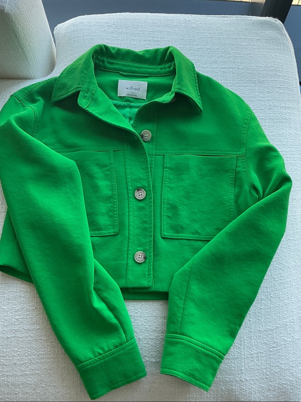 Wilfred Bright Green Women’s Button-Front Jean Jacket